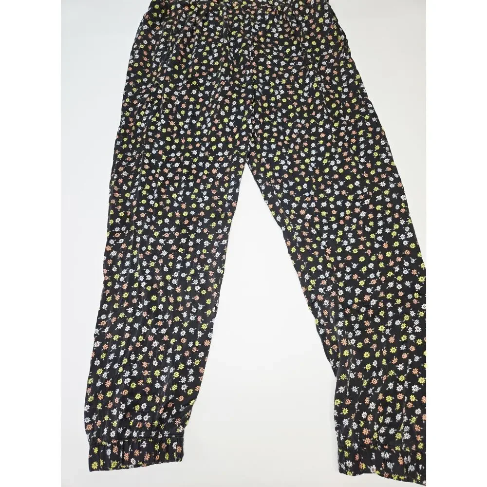 ATM 100%‎ Silk Pants High Rise Floral Print Flat Front Pockets EUC Med